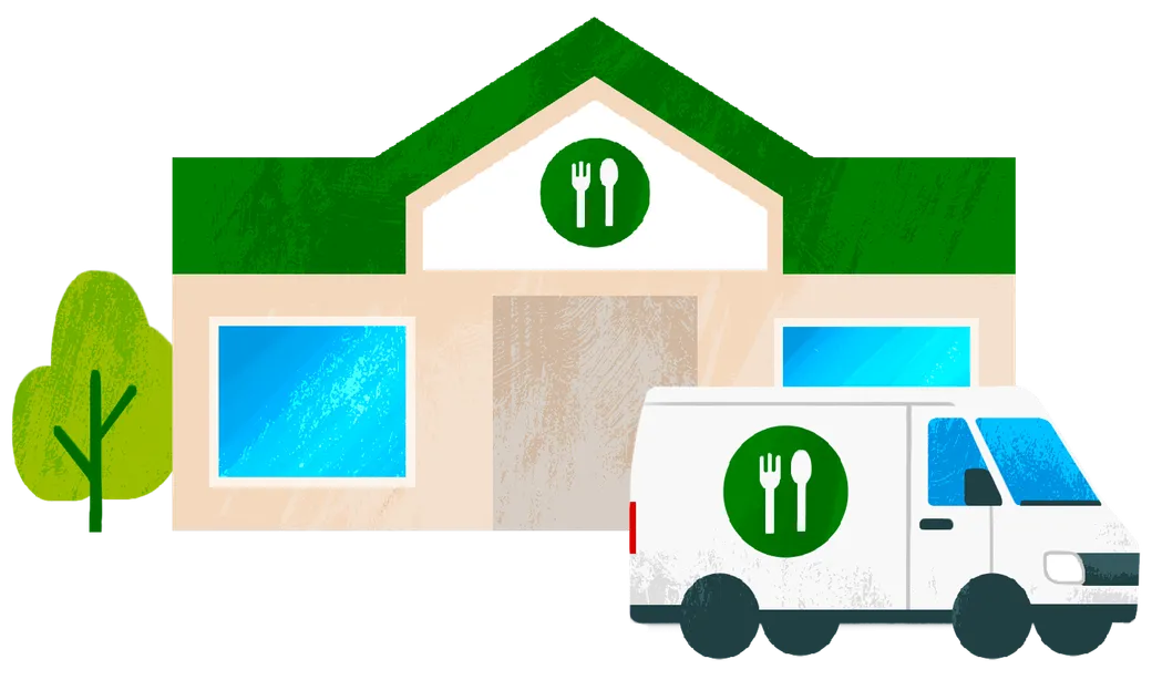 Local food provider and delivery van
