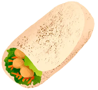 Wrap filled with falafel and vegetables